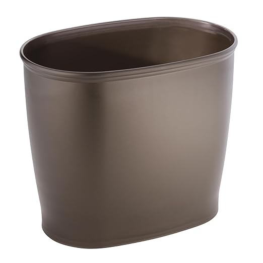 iDesign Slim Plastic Bathroom Trash Can Small Garbage Bin for Bedroom Office Desk Dorm Bronze (Pack of 2)