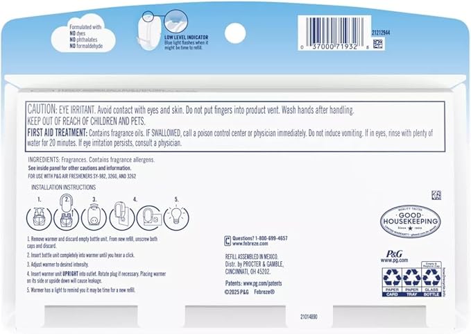 Feb-reze Origins Fade Defy Plug Air Freshener Odor Fighter - Ocean - 0.87 fl oz - 3 pack