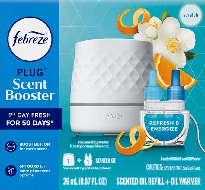 Feb-reze Plug Scent Booster Refresh &amp Energize Starter Kit: Electric Oil Air Fresheners - 2 Pack