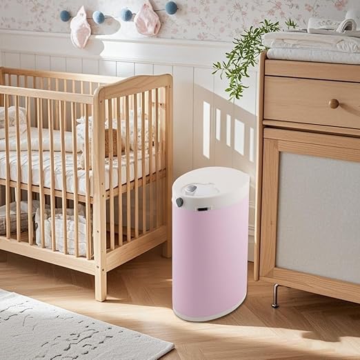 Diaper Pail Diaper Pail Odor Locking with Childproof Lock Stainless Steel Garbage Pail with lid 15 Liter/ 4 Gallon Baby Diaper Trash Can with Removal Inner Liner Pink