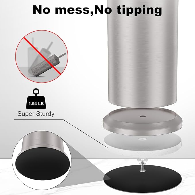 Stain Nickel Toilet Brush and HolderExtra Long Handled Toilet Brush for BathroomStainless Steel Heavy Duty Toilet Bowl BrushRemovable Inner BowlDeep Cleaning Dense Bristles Brush -Space Saving