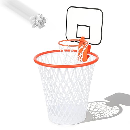 2pcs Trash Can with Mini Basketball Hoop Wastebasket Includes Clip On Basketball HoopFun Basketball GiftIndoor Basketball Hoop for Office Classroom Study Room Dormitory Living Room Party Gym