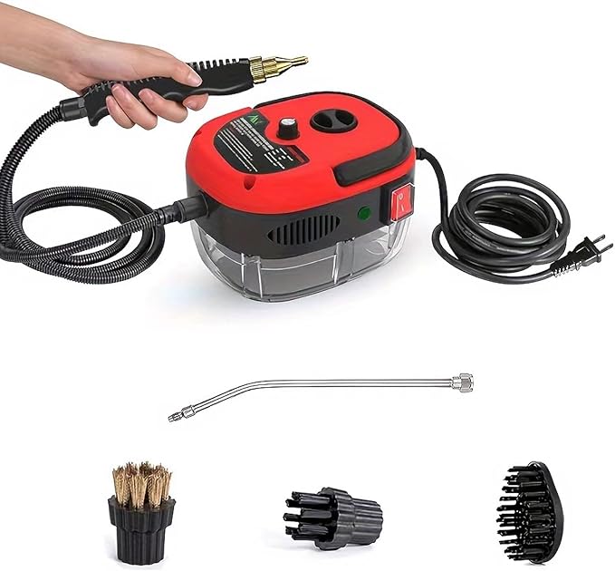 Handheld Steam Cleaner Portable Steam Cleaner with 3 Brush Heads 3BAR High Pressure Steam 2500W High Temperature Pressurized Steam Suitable for Car Beauty Kitchen Range Hood.