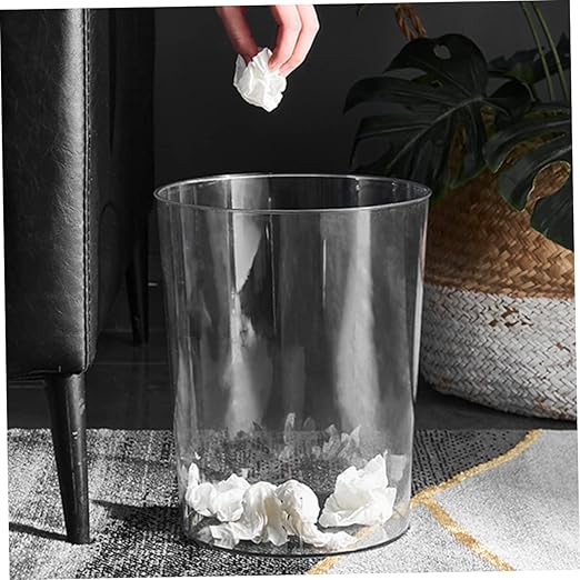 Alipis Transparent Modern Wastebasket Nordic Style Office Trash Can Simple Design Rubbish Bin for Home Bedroom Kitchen and Hotel Use Capacity