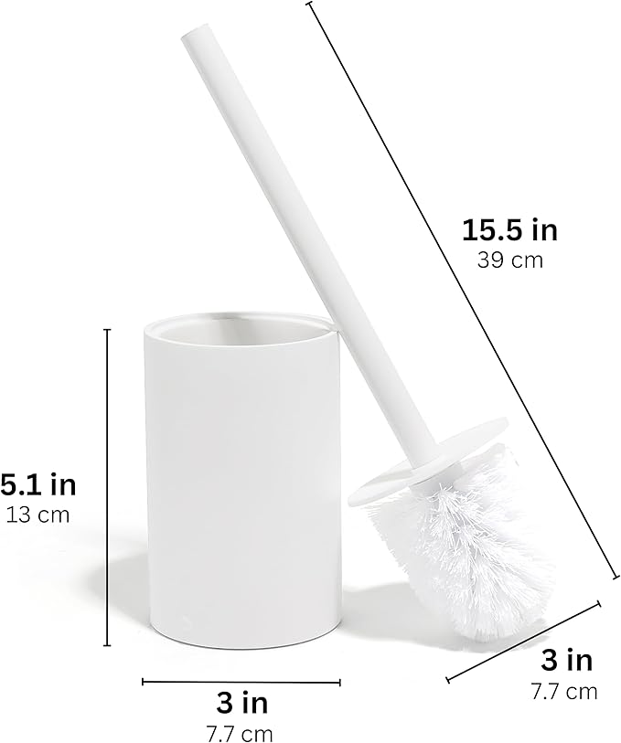 Matte White Toilet Bowl Brush for Bathroom with Holder - Bathroom Cleaner Scrubber with Sleek Design Sturdy and Durable Bristles