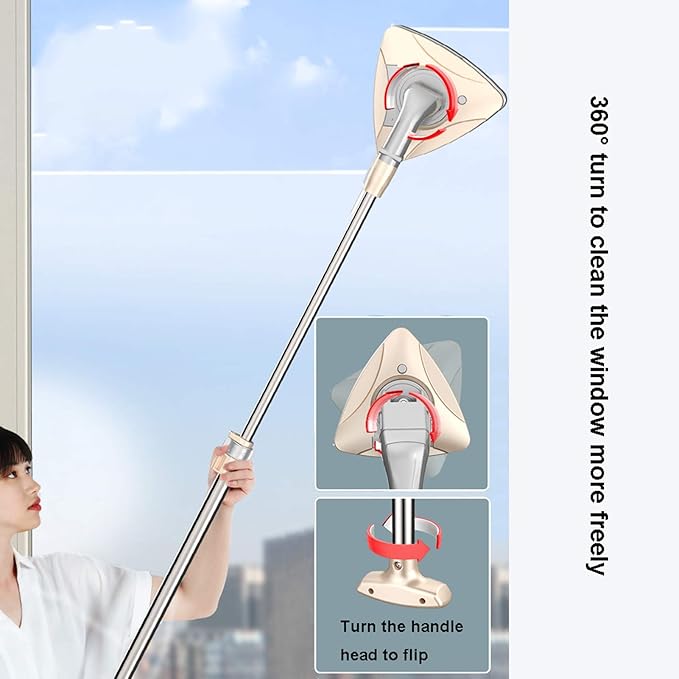 Window Cleaner Wipers Magnetic Window Cleaner Wiper Brush Double-Sided Useful Glass Surface Cleaning Tools/Squeegee Washing Kit Equipment with Telescopic Rod 97~152Cm