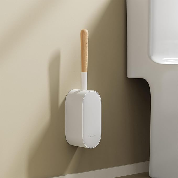 Toilet Cleaner Brush Diveotree Toilet Brush and Holder for Dead Corner Cleaning Wall Mounted Toilet Bowl Brush for Bathroom Decor Toilet Scrubber Brush for Home/Hotel (White Round-1pack)