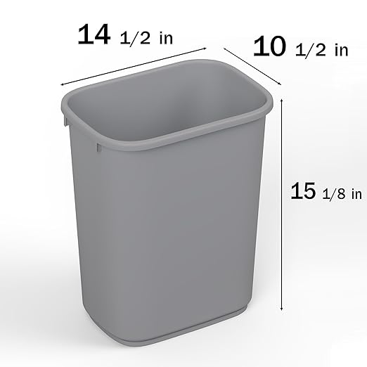 28 Qt. / 7 Gallon Gray Rectangular Wastebasket Trash Can