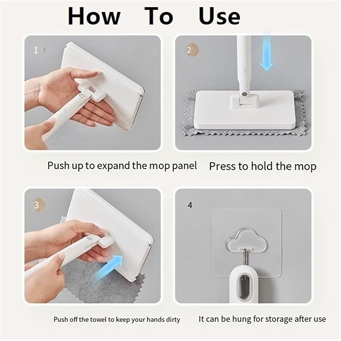 Auto-Clamping Face Towel Mop - Versatile Dry &amp Wet Cleaning Mop for Home Use(Small)