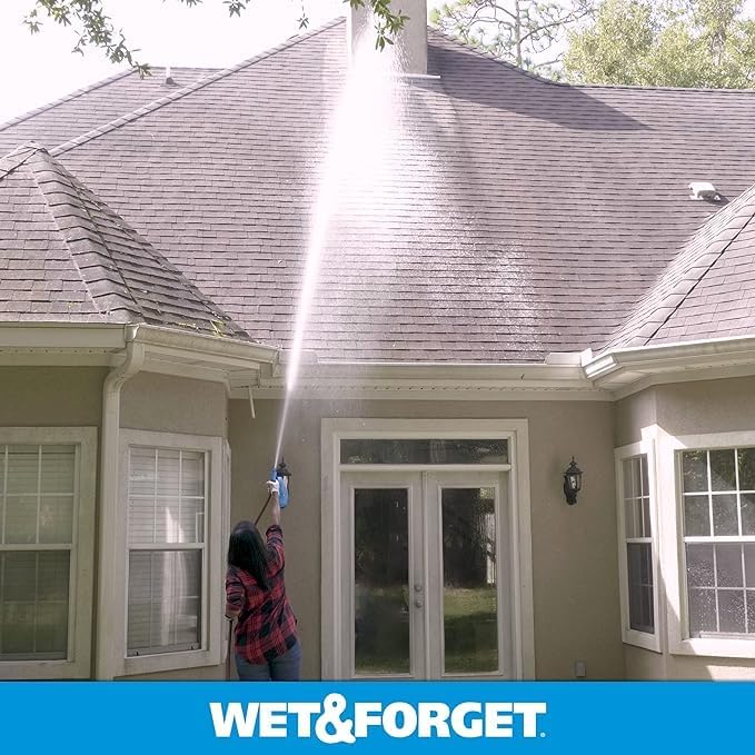 Wet &amp Forget Outdoor Stain Remover Multi-Surface Cleaner Xtreme Reach Hose End with New &amp Improved Nozzle 48 Fluid Ounces 1 Pack + Refill