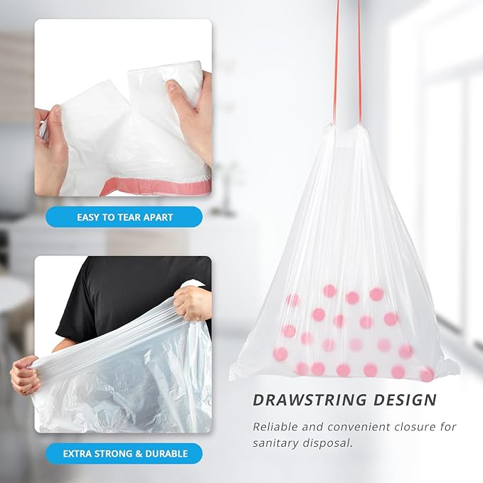 Ultra Thick 15 Gallon Drawstring Trash Bags 108 Count Heavy Duty Large Plastic Garbage Bag Leak Proof Trash Can Liners for Tall Kitchen Home Office Lawn Outdoor White