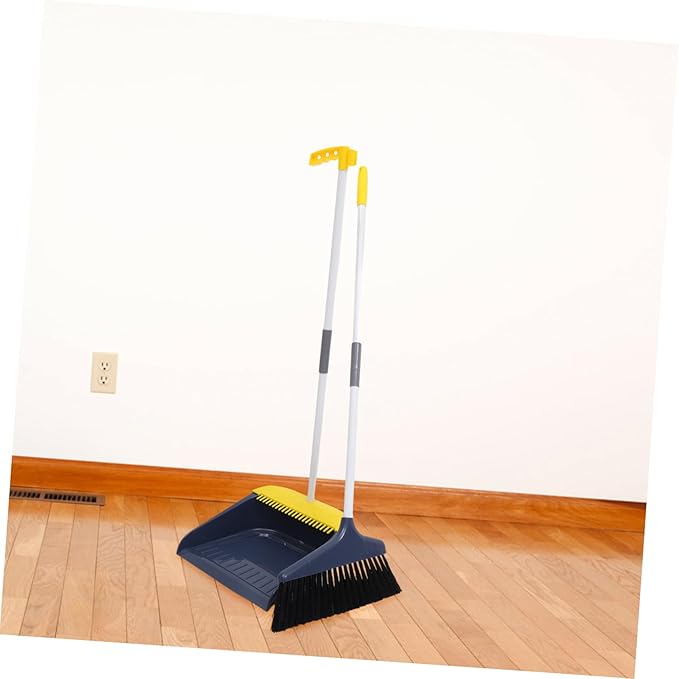 Beaupretty Long Handle Broom and Dustpan Set for Household Cleaning Soft Bristles Anti-Wind Dustpan for Indoor Use Home Kitchen and Office Spaces