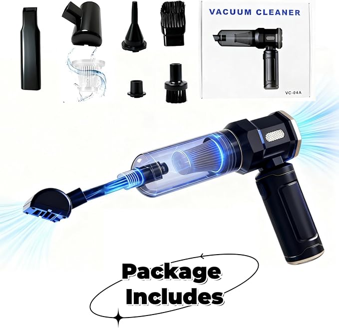 Handheld Car Vacuum Cleaner 16000Pa Vacuum Cleaner and Air Duster Multi-Nozzles for Car Home Office Pet