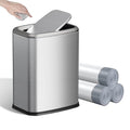 8L/2.1 Gal Small Bathroom Trash Can with Lid Swing-Top Rectangular Waste Bin Stainless Steel Garbage Can for Home Office Toilet Bedroom Living Room (Silver)