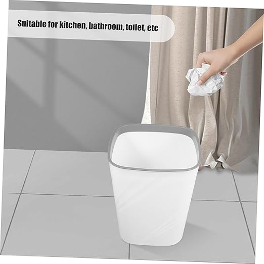 Large Capacity White Plastic Trash Can Open Top Wastebasket for Home Office Kitchen Bathroom Bedroom and Easy to Clean Garbage Container