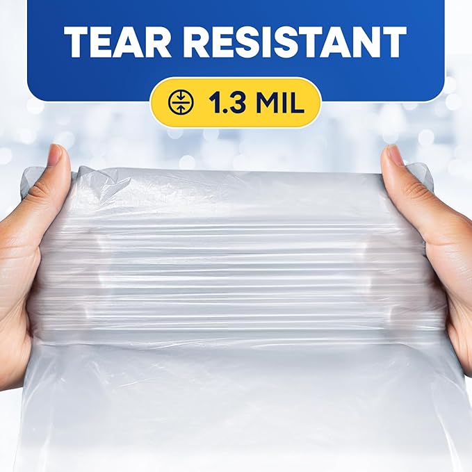 55 Gallon Trash Bags 1.3 Mil Heavy Duty Fit Rollout Containers Round and Square 32-55 gal Trash Cans 36 x 50 Large Durable Garbage Trash Can Liners Clear Pack of 100
