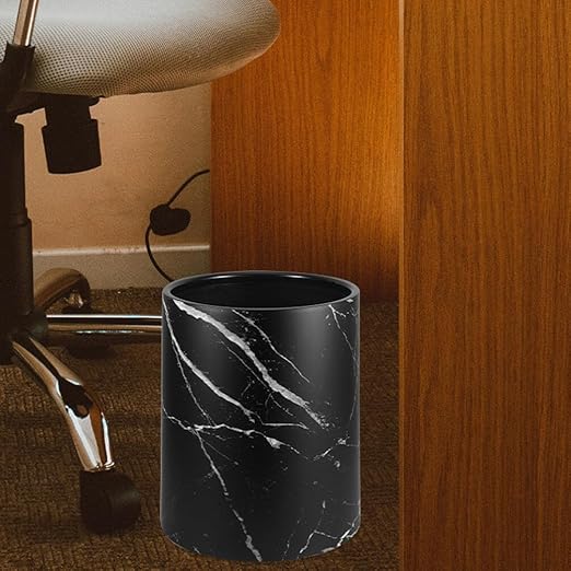 BESTOYARD Marble Trash Can 8L Round Garbage Bin Double Layer Waste Basket Container for Bathrooms Kitchens Home Office Hotel A 23.40X19.50X19.50CM Black 5409YN38PIPAB
