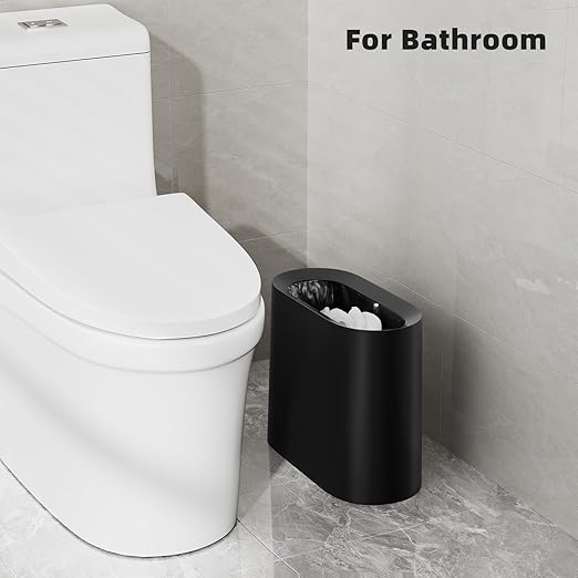 SUBEKYU 2.3 Gal Trash Can for BathroomSmall Office Garbage Can for KitchenSlim Rectangular Waste BinPlasticBlack