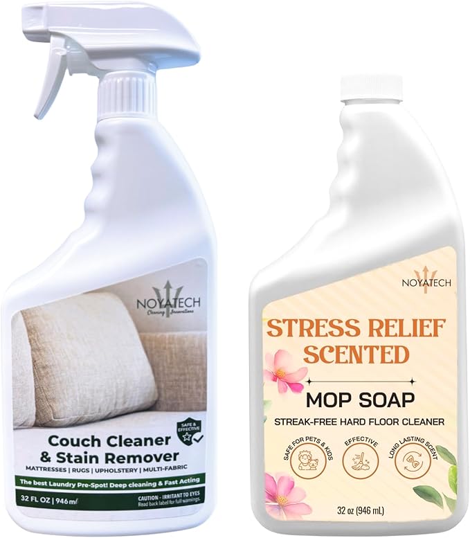 Couch Cleaner and Stain Remover Spray – Professional Strength Multi-Surface Fabric and Upholstery Cleaner – Pet-Safe Non-Toxic Quick-Drying for Couches Sofas &amp Car Interiors (COMBO)