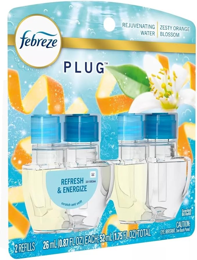 Febreze Plug with Fade Defy Technology Air Freshener - New Limited Edition - (2) of 0.87 fl oz Refills (Refresh &amp Energize)