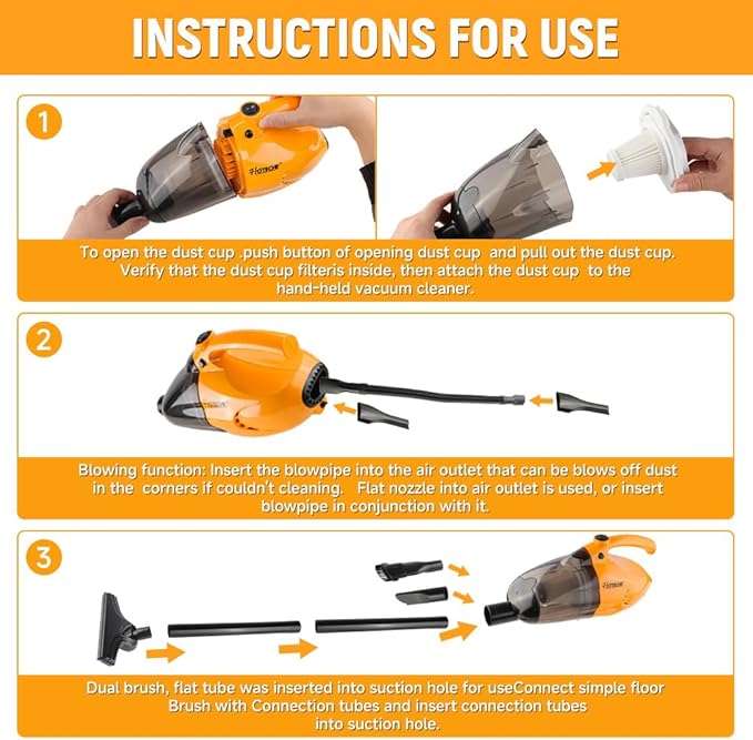 Hoteche Corded Stick Vacuum Cleaner 15KPa Suction Power 0.8L Dirt Capacity High-Efficiency Electric Broom for Home &amp Office Cleaning