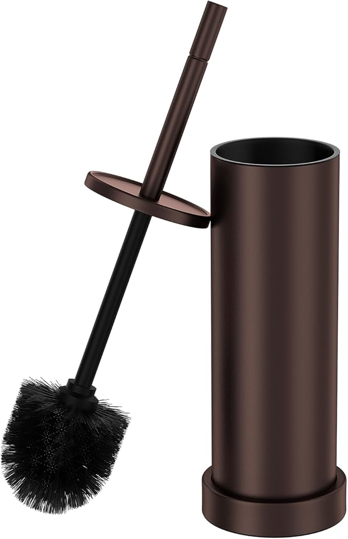Toilet Brush and Holder Set: 304 Stainless Steel Heavy Duty Toilet Bowl Brush and Holder with Removable Inner Bowl and Splash Protection Modern Long Handle Bathroom Cleaning Tool