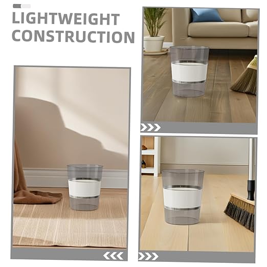 VILLCASE Large Transparent Plastic Trash Can for Household and Office with Easy-disassemble Design Stylish Luxury Aesthetic Wastebasket for Bathroom Kitchen Living and Workspace