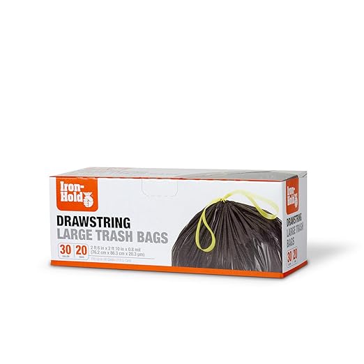 Iron-Hold® Large Trash Bag - 30 Gallon 20 Ct (Pack of 12) Drawstring