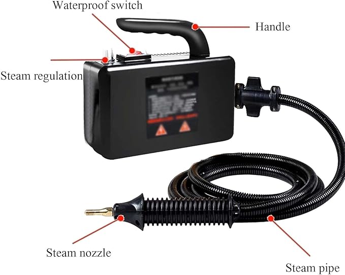 High Pressure Handheld Steam CleanerCleaning Car Steam EngineFor Car Detailing Portable Electric Steam Engine Home Kitchen Floor (Two Colors Available)Black-220V