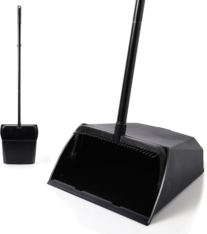 Eyliden Large Commercial Dustpan with Comb Teeth Upright Heavy Duty Dust Pan for Restaurants Garages Courtyard Sidewalks Lobby Home Kitchen Room Office Classroom (1pc Dustpan)