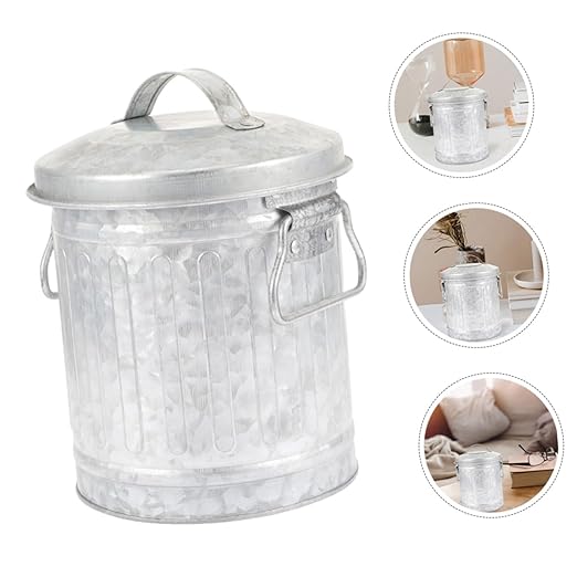 jojofuny 2pcs Iron Stationery Storage Bucket Small Wastebasket for Office Creative Rubbish Bin Easy to Use