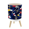Small Trash Can with Lid Navy Flags Ropes Blue Seamless Nautical Style for 1.8 Gallon/7L Garbage Can Waste Bin with Press Top Lid Legs Waste Basket for Bathroom Kitchen Bedroom