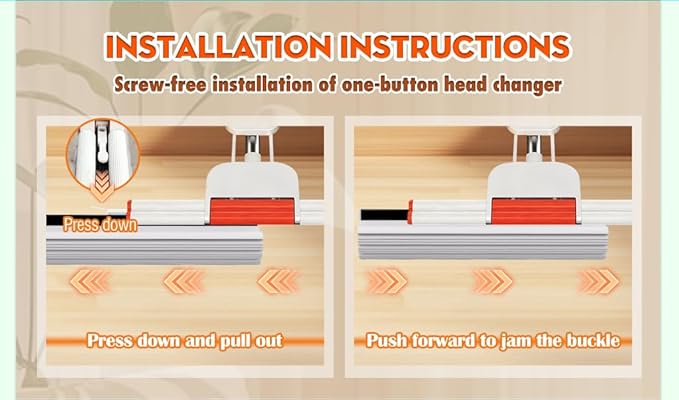 Household Telescopic Rod PVA Roller Mop One-Click Replacement 14.96Inch Sponge Head (Includes an Extra PVA Mop Head) Suitable for Tiles Floors Bathrooms and Home Use