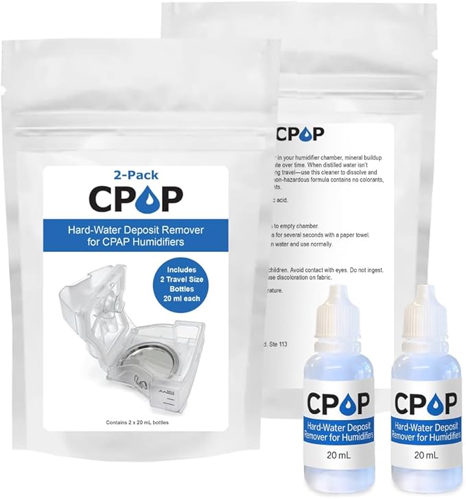 Cpap Cleaner Hard-Water Deposit Remover for Humidifier Chambers Travel Size 20mL Bottles CPOP Formula Made in USA
