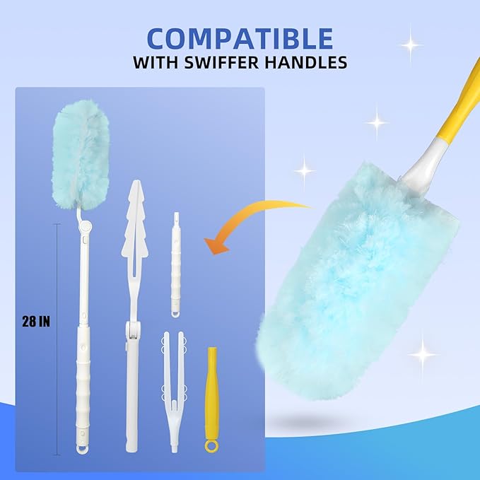 50 Count Duster Refills 360° Heavy Duty Duster Refills Kit Compatible with Swiffer Duster Disposable Microfiber Feather Dusters for Cleaning Home