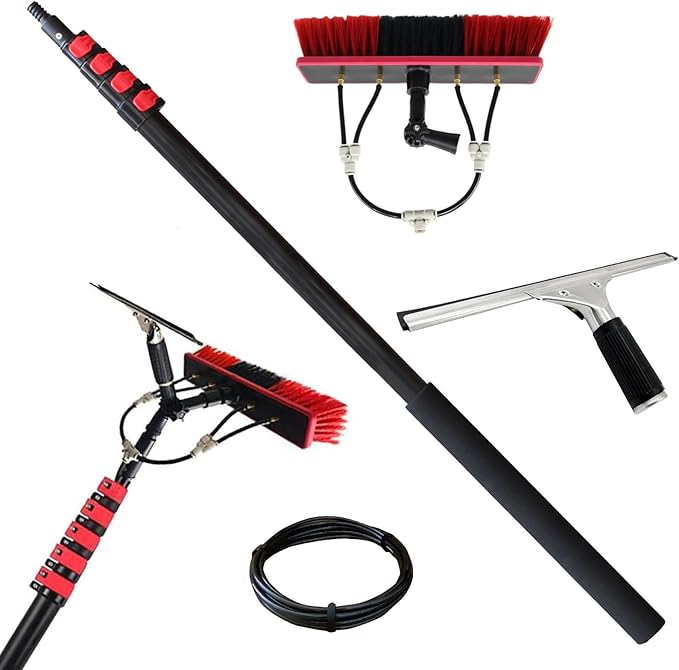 3.6-10.8 M Window Cleaning Pole Water Fed Pole Kit Telescopic Brush Extendable Window w/Squeegee Washer Roof Cleaner Glass Outdoor Solar Panel (3.6M)