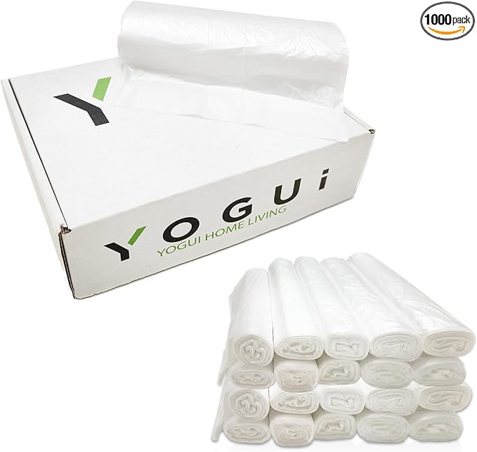 10 Gallon Clear Trash Bags (1000 Count) - 24' x 24' - 6 Micron Equivalent High Density Value Garbage Bags Can