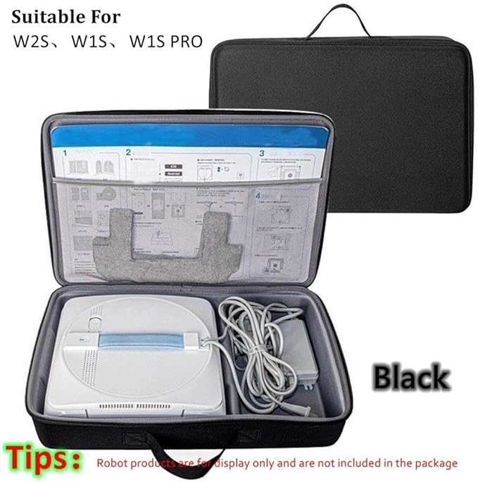 Hard Organizer Box for Ecovacs W1S / W2S PRO / W1S PRO Window Cleaning Robot Storage Protective Carrying Case Bag (Black)