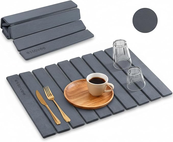 Large Stone Dish Drying Mat for Kitchen Counter 24×16 – Quick Drying Diatomaceous Earth Super Non-Slip Absorbent Birthday Gifts for Women Mom Grandma (Dark Gray 24×16)
