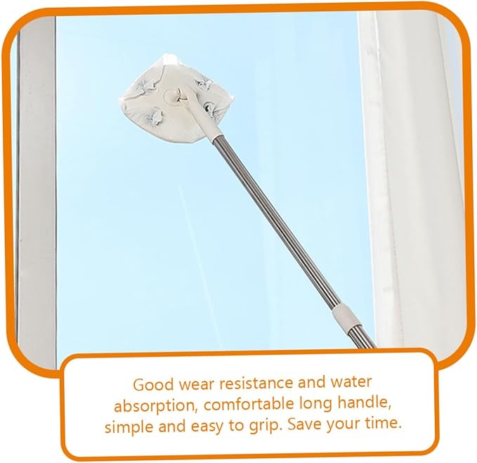 Retractable Dust Mop with Long Handle No-wash Triangular Microfiber Mop Head for Floors and Desktops Convenient Dust Removal Tool for Home Use