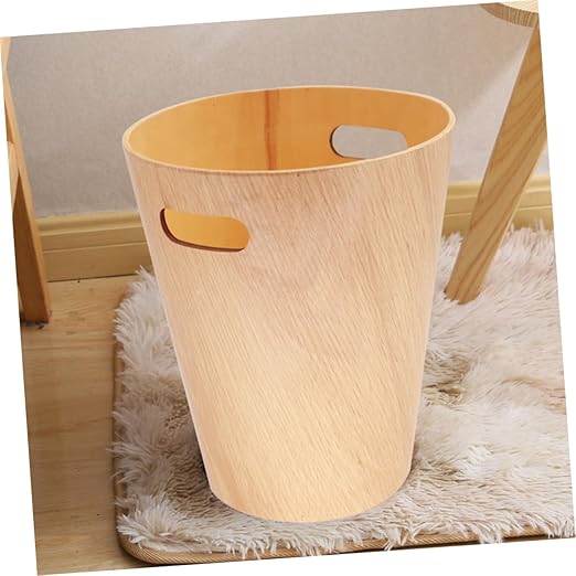 Wooden Desk Wastebasket Simple and Creative Garbage Bin for Bathroom Office and Home Capacity Removable Design Trash Can