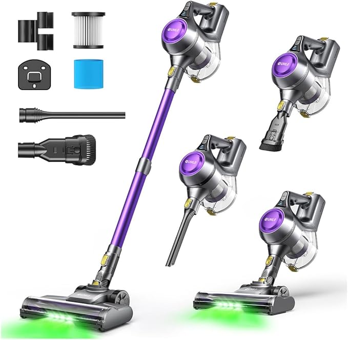 Cordless Vacuum Cleaner 40Kpa Powerful Suction Stick Vacuum Cleaners for Home 45 Mins Runtime 1.6L Dust Box Anti-Tangle 8-in-1 Rechargeable Vacuum for Hardwood FloorCarpetPet Hair (Purple)