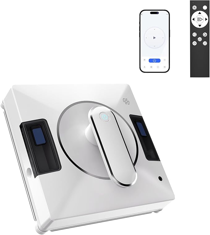 Smart Window Cleaning Robot With Dual Water Spray3800pa Suction Multiple Anti - Fall ProtectionAI Path PlanningApp &amp Remote ControlIdeal Window Washer Robot For High-Rise Windows And Glass Do