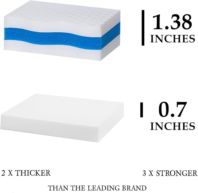 (25 Pack) Extra Durable Eraser Sponge by SCRUBIT - Kitchen Bathroom Floor &amp Wall Cleaner -Melamine Magic Cleaning Sponges - Extra Thick Erasers Best Cleaning Supplies for The Toughest Stains &a