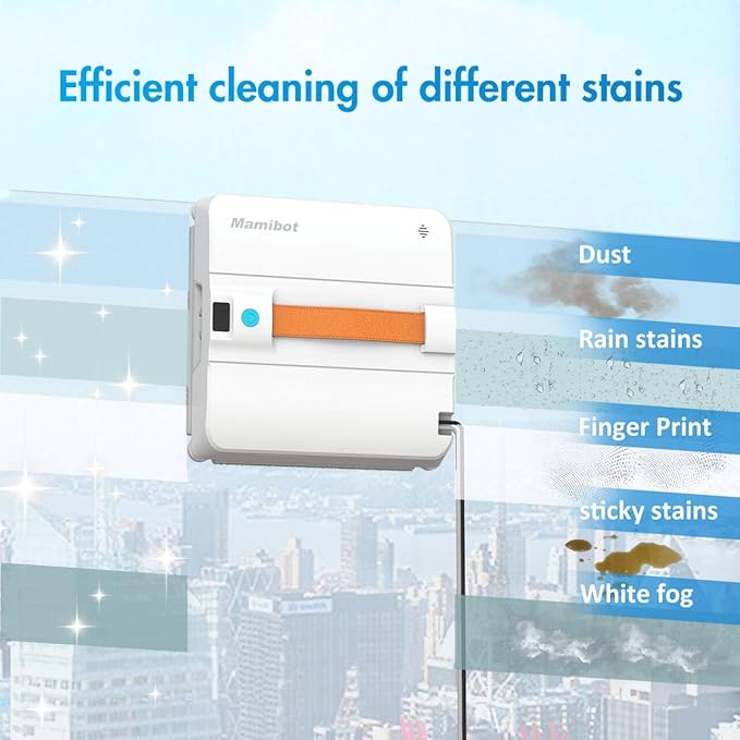 Mamibot W120-DP Robot Window Cleaner - 3200Pa Strong Suction Multiple Cleaning Modes4 Water Spray NozzlesEdge Detection TechnologyApp&ampRemote Control(Grey)
