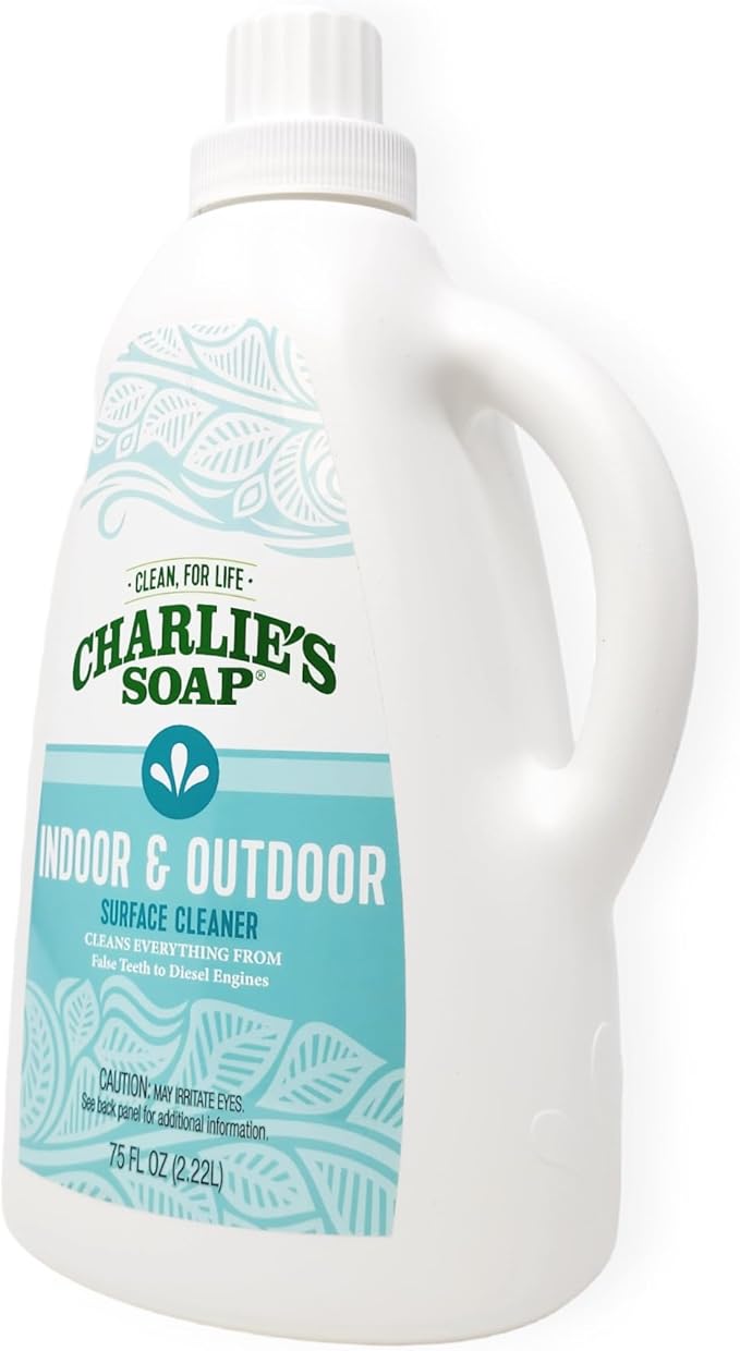 Charlie's Soap Indoor &amp Outdoor Surface Cleaner Refill (75 Fl. Oz.) Biodegradable Natural Outdoor Cleaning Spray – Safe for Indoor Use (1 Pack)