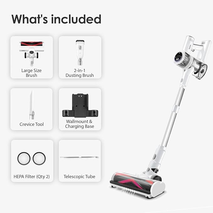 Cordless Vacuum Cleaner 600W 55Kpa 70Mins Stick Vacuum Cleaners for Home AUTO Dust Detection/LED Touch Display Rechargeable Wall Mount Wireless Handheld Vacuum for Pet Hair/Carpet/Hard Floor
