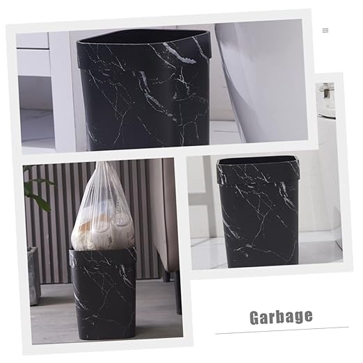 Marbling Trash Can Kitchen Recycle Bin Office Waste Basket Simple Versatile