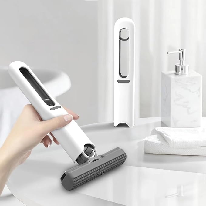 Mini mop - Portable Squeeze mop Spray mop with 1 Super Absorbent Sponge Head with Strong Water Absorption Suitable for Desktop and Small Space