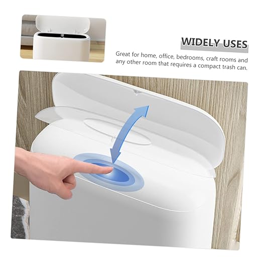 Unomor Narrow Slit Wastebasket Trash Can for Kitchen Bathroom Living Room White Garbage Bin Compact Garbage Container